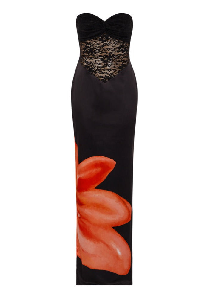 The Black Lace Flower Dress